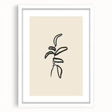Minimalist Wall Art – Black Line Plant Drawing on Beige Canvas