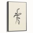 Minimalist Wall Art – Black Line Plant Drawing on Beige Canvas