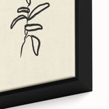 Minimalist Wall Art – Black Line Plant Drawing on Beige Canvas