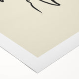 Minimalist Wall Art – Black Line Plant Drawing on Beige Canvas