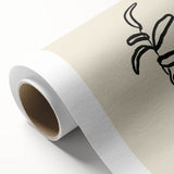 Minimalist Wall Art – Black Line Plant Drawing on Beige Canvas