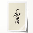 Minimalist Wall Art – Black Line Plant Drawing on Beige Canvas