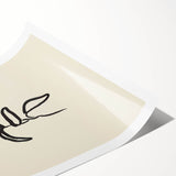 Minimalist Wall Art – Black Line Plant Drawing on Beige Canvas