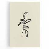 Minimalist Wall Art – Black Line Plant Drawing on Beige Canvas