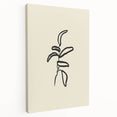 Minimalist Wall Art – Black Line Plant Drawing on Beige Canvas