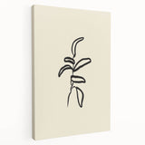 Minimalist Wall Art – Black Line Plant Drawing on Beige Canvas