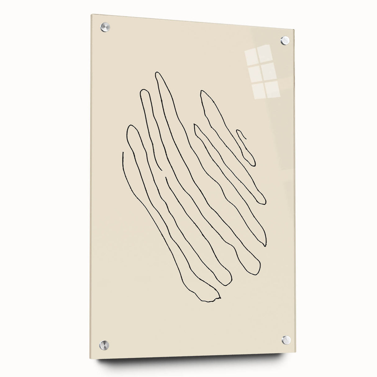 Minimalist Wall Art – Black Line Abstract Wavy Lines on Beige