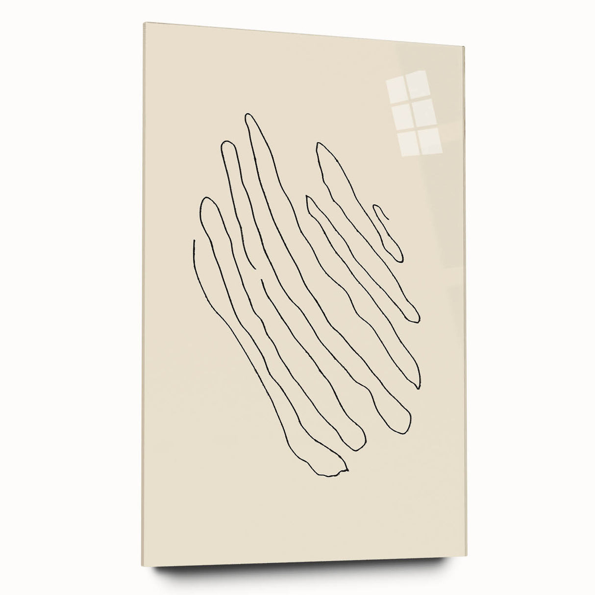 Minimalist Wall Art – Black Line Abstract Wavy Lines on Beige