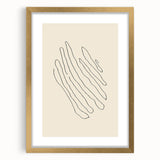 Minimalist Wall Art – Black Line Abstract Wavy Lines on Beige