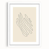 Minimalist Wall Art – Black Line Abstract Wavy Lines on Beige