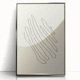 Minimalist Wall Art – Black Line Abstract Wavy Lines on Beige