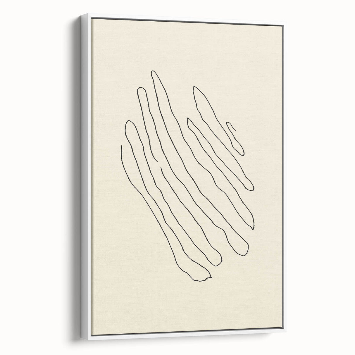 Minimalist Wall Art – Black Line Abstract Wavy Lines on Beige