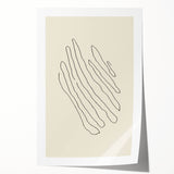 Minimalist Wall Art – Black Line Abstract Wavy Lines on Beige