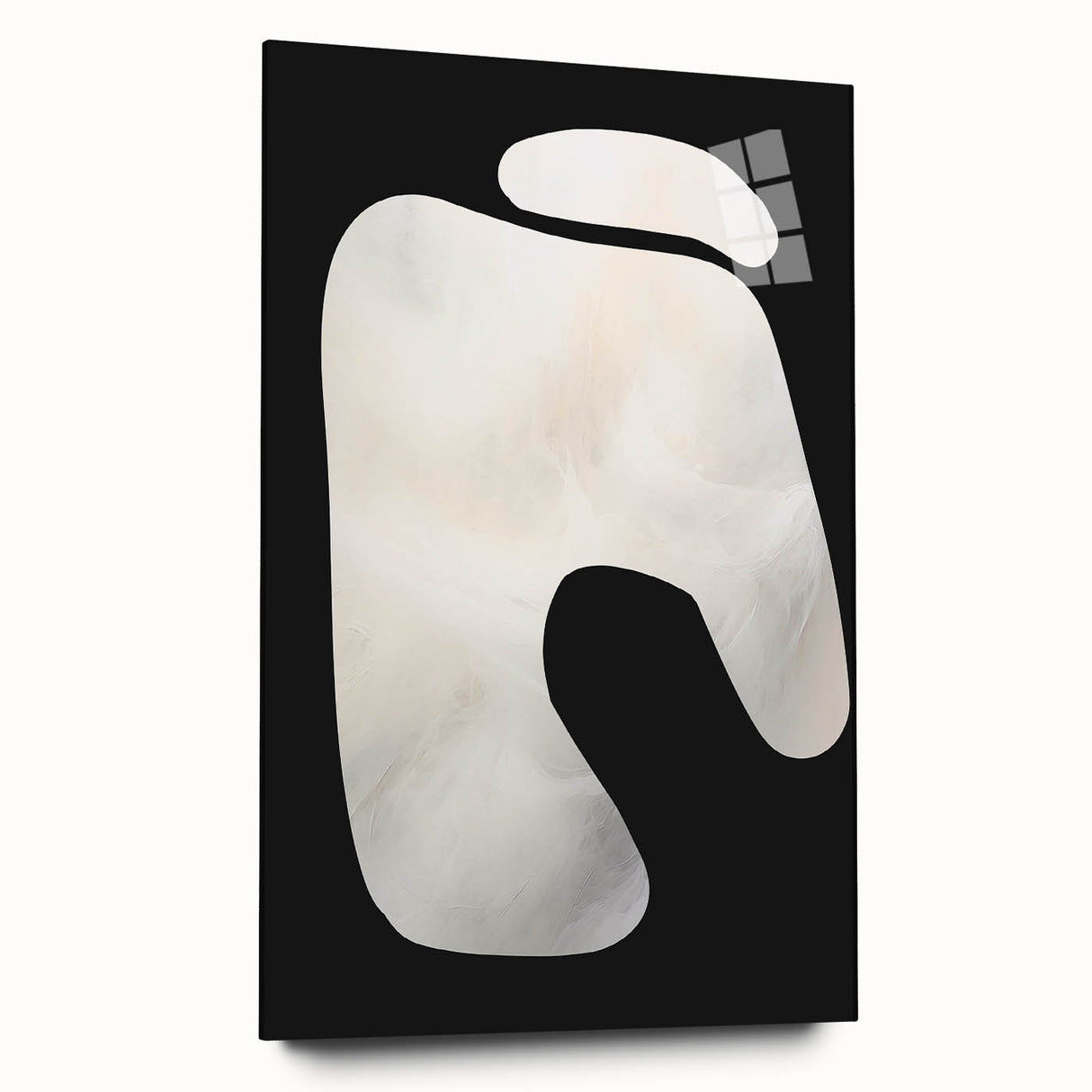 Minimalist Abstract Wall Art – White Organic Shape on Black Background