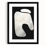Minimalist Abstract Wall Art – White Organic Shape on Black Background