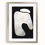 Minimalist Abstract Wall Art – White Organic Shape on Black Background