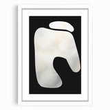 Minimalist Abstract Wall Art – White Organic Shape on Black Background