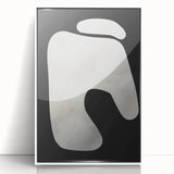 Minimalist Abstract Wall Art – White Organic Shape on Black Background