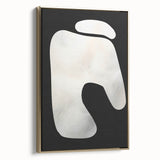 Minimalist Abstract Wall Art – White Organic Shape on Black Background
