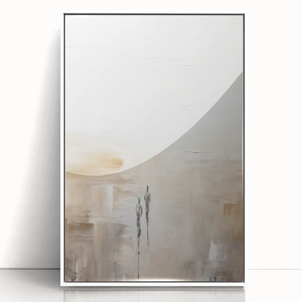 Minimalist Abstract Art – Subtle Landscape with Figures in Neutral Tones