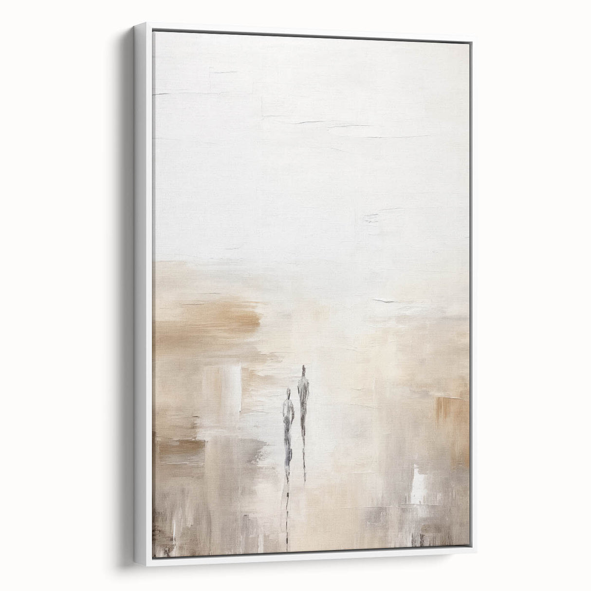 Minimalist Abstract Art – Subtle Landscape with Figures in Neutral Tones