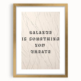 Minimalist Quote Wall Art – "Balance is Something You Create" with Abstract Lines