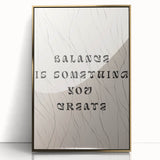 Minimalist Quote Wall Art – "Balance is Something You Create" with Abstract Lines