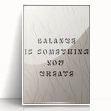 Minimalist Quote Wall Art – "Balance is Something You Create" with Abstract Lines
