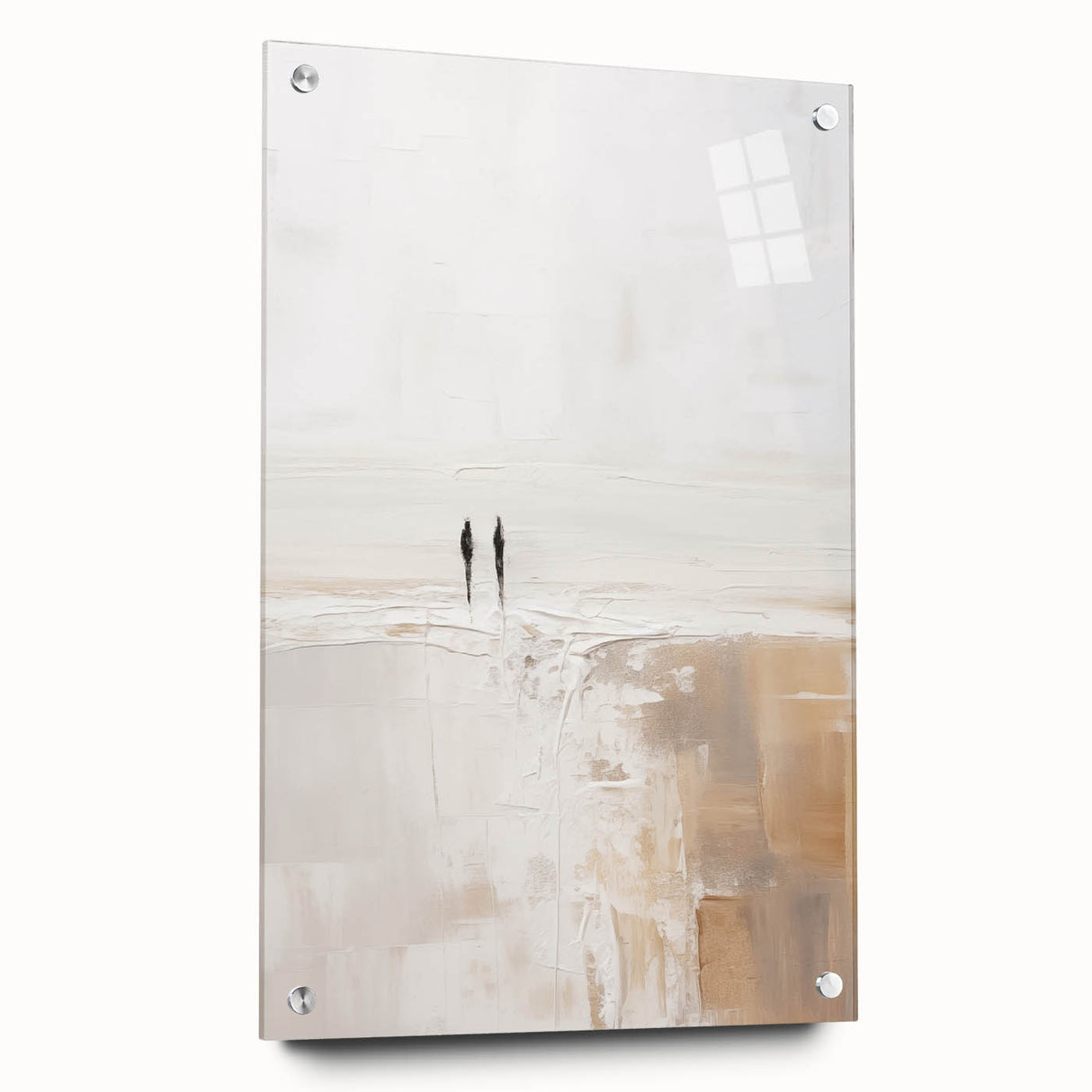 Minimalist Abstract Art – Soft Landscape with Figures in Neutral Tones