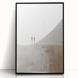 Minimalist Abstract Art – Soft Landscape with Figures in Neutral Tones