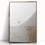 Minimalist Abstract Art – Soft Landscape with Figures in Neutral Tones