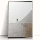 Minimalist Abstract Art – Soft Landscape with Figures in Neutral Tones