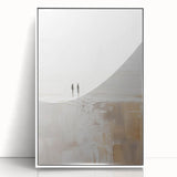 Minimalist Abstract Art – Soft Landscape with Figures in Neutral Tones