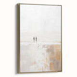 Minimalist Abstract Art – Soft Landscape with Figures in Neutral Tones