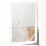 Minimalist Abstract Art – Soft Landscape with Figures in Neutral Tones
