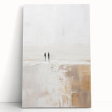 Minimalist Abstract Art – Soft Landscape with Figures in Neutral Tones