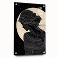 Minimalist Silhouette Art – Woman in Moonlight with Flowing Lines
