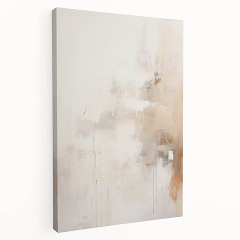 Minimalist Abstract Wall Art – Soft Beige and White Brushstroke Design