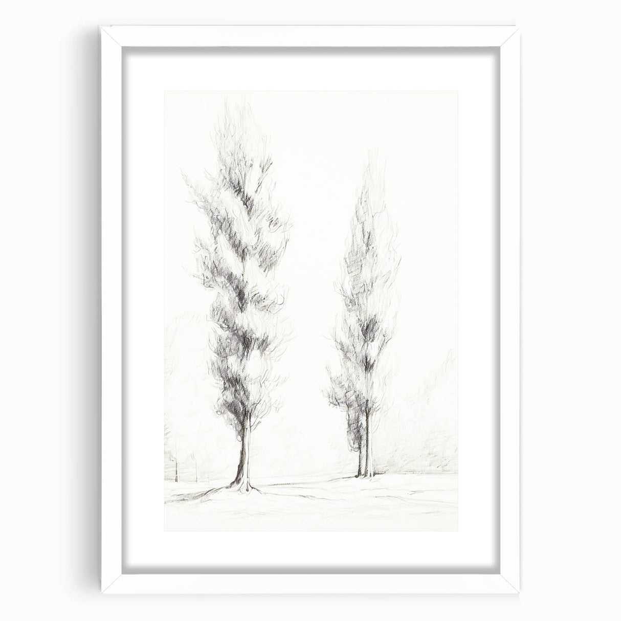 Minimalist Tree Sketch Art – Elegant Pencil Drawing of Two Trees