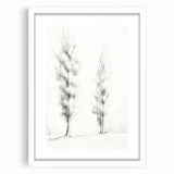 Minimalist Tree Sketch Art – Elegant Pencil Drawing of Two Trees