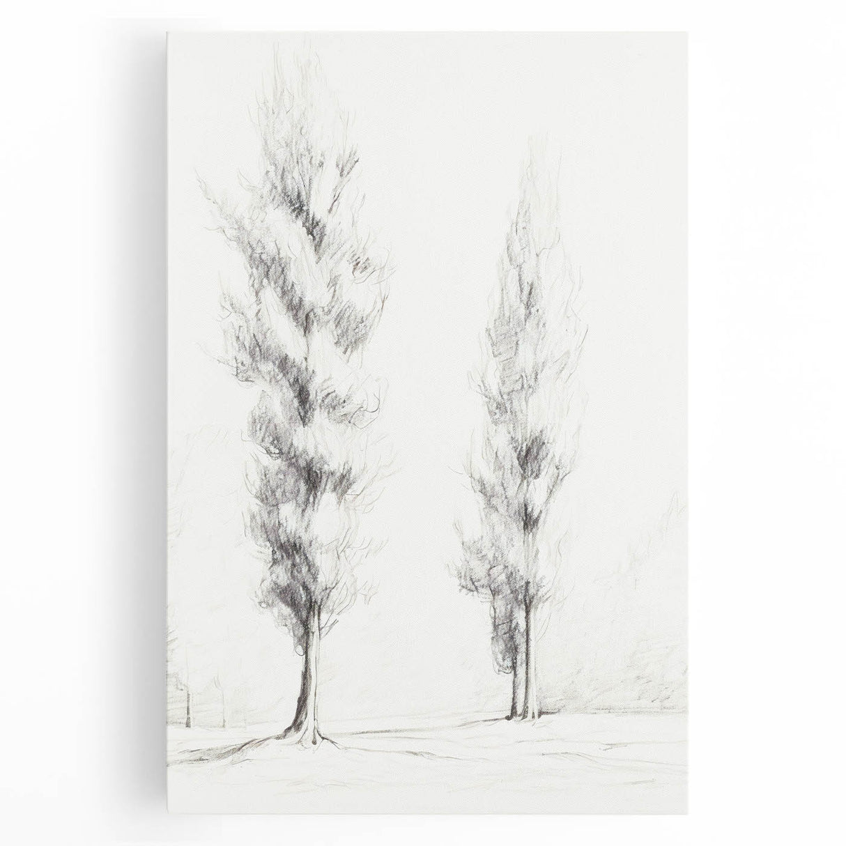 Minimalist Tree Sketch Art – Elegant Pencil Drawing of Two Trees