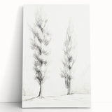 Minimalist Tree Sketch Art – Elegant Pencil Drawing of Two Trees