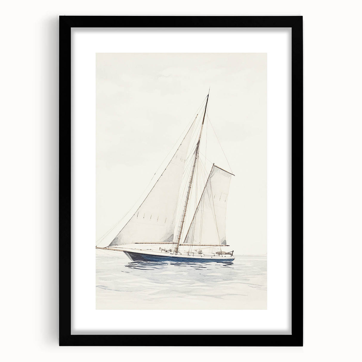Minimalist Sailboat Art – Black and White Nautical Drawing