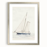 Minimalist Sailboat Art – Black and White Nautical Drawing