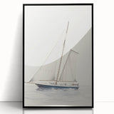 Minimalist Sailboat Art – Black and White Nautical Drawing