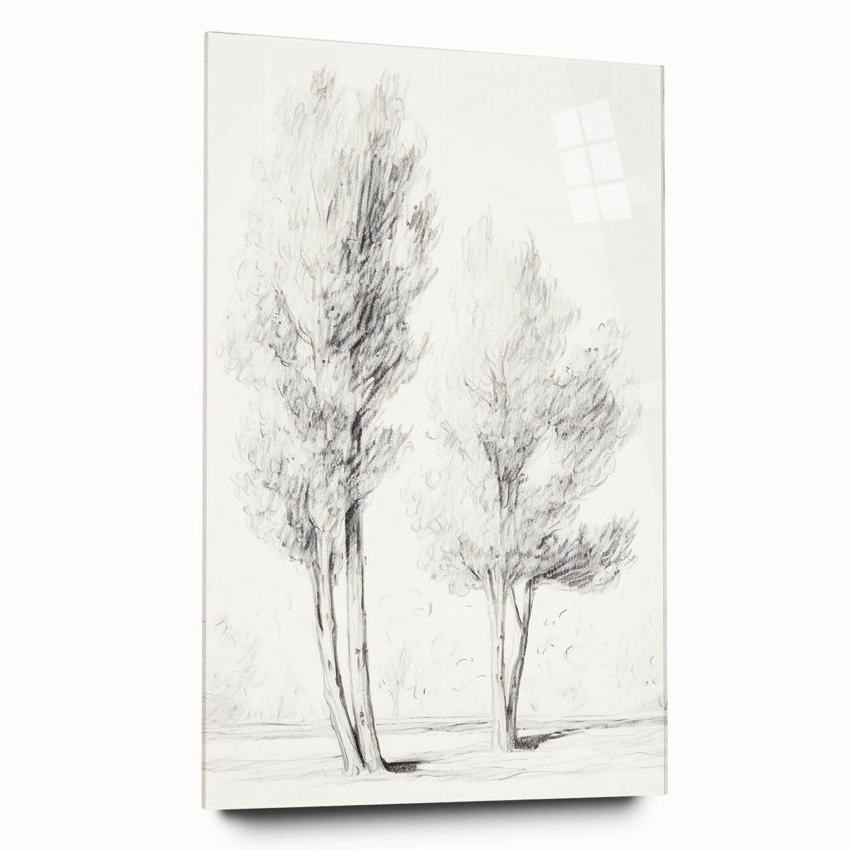Minimalist Tree Sketch – Pencil Drawing of Two Trees in Nature