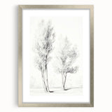 Minimalist Tree Sketch – Pencil Drawing of Two Trees in Nature