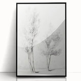 Minimalist Tree Sketch – Pencil Drawing of Two Trees in Nature