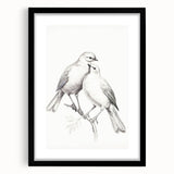 Minimalist Bird Sketch – Elegant Pencil Drawing of Two Birds on a Branch