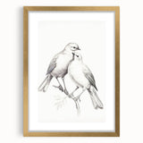 Minimalist Bird Sketch – Elegant Pencil Drawing of Two Birds on a Branch